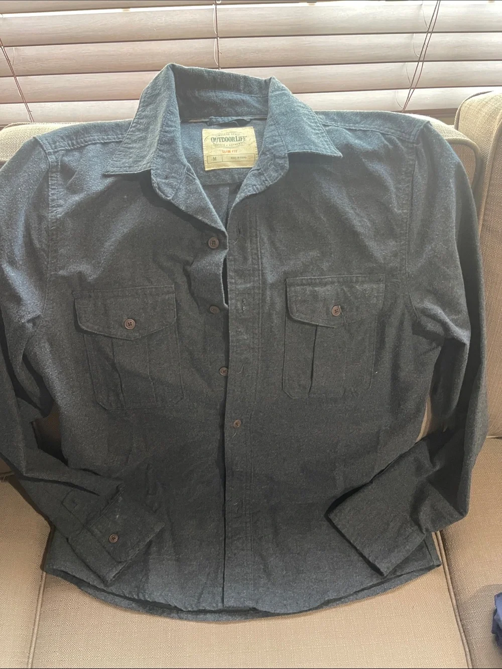 Outdoor Life Men's Charcoal Button-Up Shirt Jacket